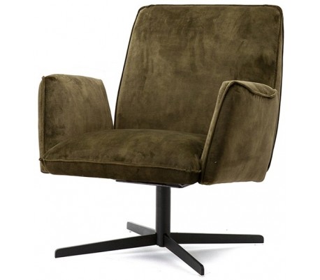 Lænestol i velour og metal H88 x B75 x D80 cm - Grøn