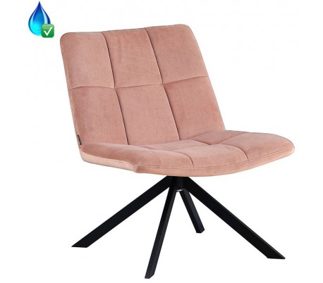 Eevi rotérbar loungestol i velour H82 cm - Sort/Rosa
