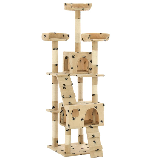 vidaXL kradsetræ til katte med sisal 170 cm poteprint beige