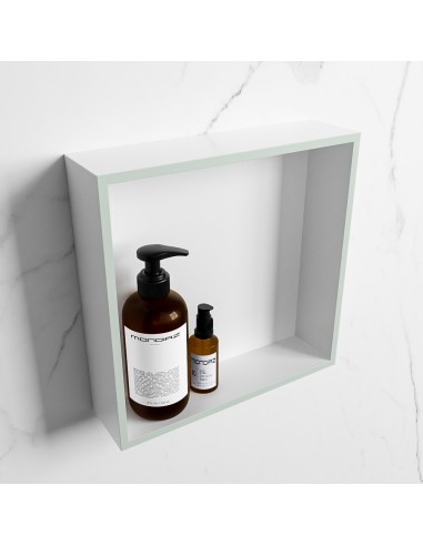 EASY hylde til badeværelset 29,5 x 29,5 cm Solid surface - Talkum/Svag grøn