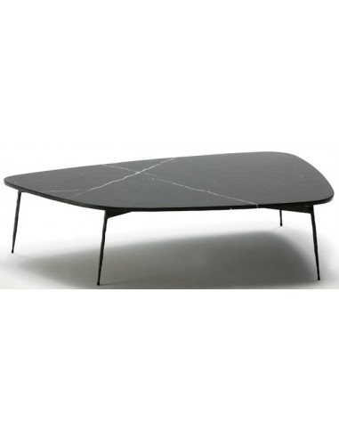 Sofabord i marmor og jern 120 x 85 cm - Sort/Sort marmor