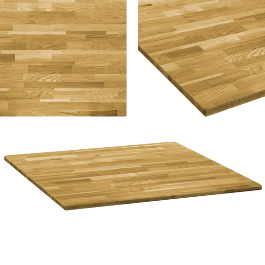 vidaXL bordplade massivt egetræ firkantet 23 mm 70 x 70 cm