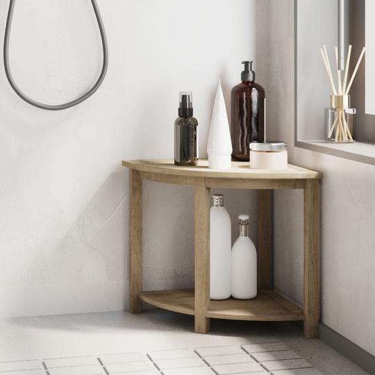 vidaXL badestol til hjørne 50x40x45 cm massivt teaktræ