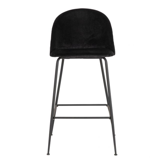 Barstol i sort velour med sorte ben HN1207 - 1001267
