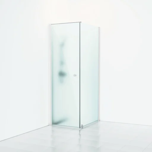 Svedbergs Skoga Brusehjørne 90 x 93 cm, dør og fast væg, frostet glas/mathvid