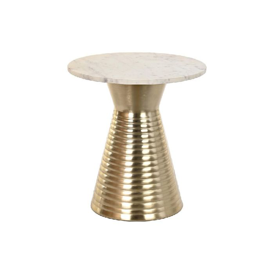 Sofabord DKD Home Decor Gylden Metal Hvid Marmor (47 x 47 x 50 cm)