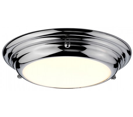 Welland Badeværelseslampe i stål og glas Ø24,5 cm 1 x LED - Poleret krom