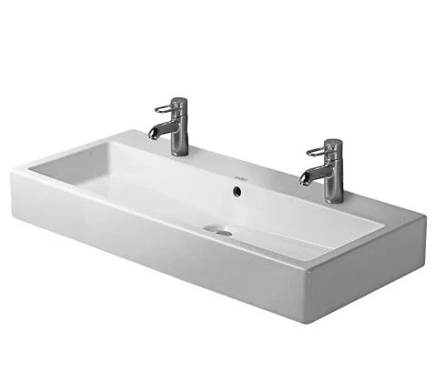Duravit Vero håndvask m/WonderGliss, slebet underkant, 2 hanehuller & overløb 100 cm