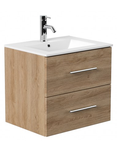 Homeline komplet badmiljø i mdf og mineralsten H54 x B60 cm - Sonoma eg