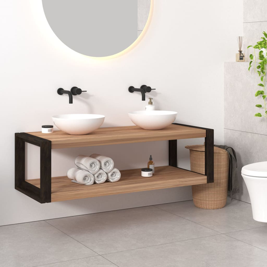 vidaXL badeværelsesskab 120x45x35 cm massivt teaktræ