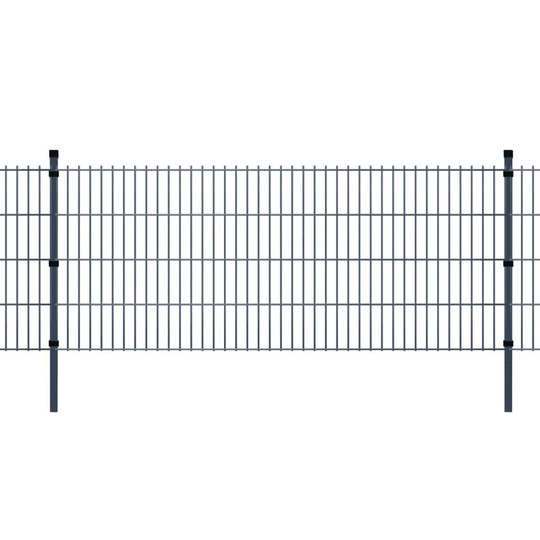 vidaXL 2D Havehegnspaneler & Pæle 2008x2030 mm 8 m Grå