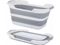 Folding silicone bowl with drain for universal washing