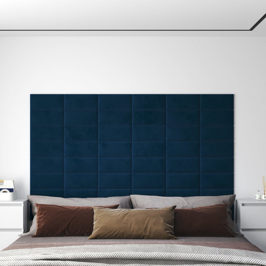 vidaXL vægpaneler 12 stk. 30x15 cm 0,54 m² fløjl blå