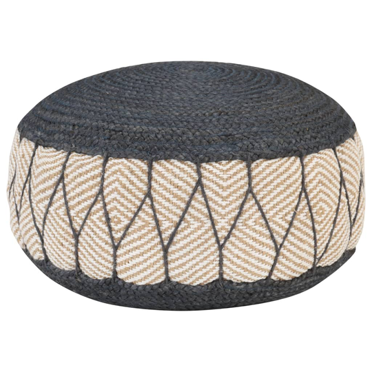 vidaXL vævet/strikket puf jutebomuld 50 x 30 cm blå