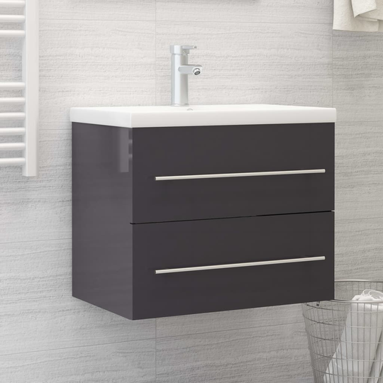 vidaXL vaskeskab 60x38,5x48 cm spånplade grå højglans
