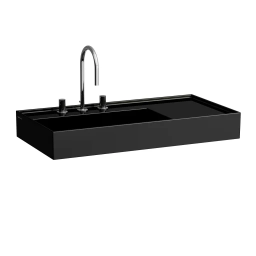 Kartell Laufen håndvask, 90x46 cm, hylde til højre, sort