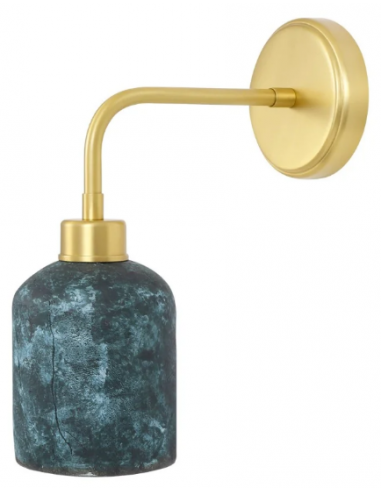 Osier Væglampe H31 cm 1 x E27 - Satineret messing/Rustik blå