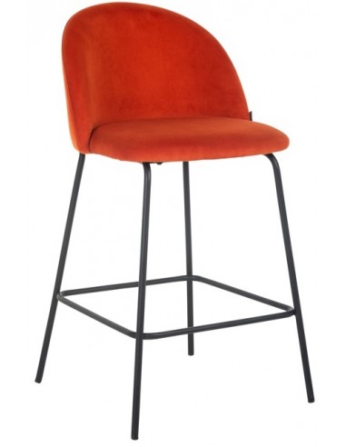Alyssa barstol i metal og velour H93 cm - Sort/Safran