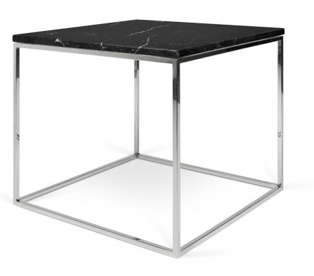 TemaHome Gleam sofabord i metal og marmor 50 x 50 cm - Krom/Sort marmor