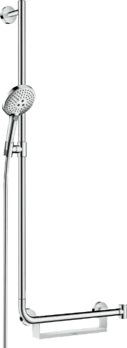 Hansgrohe Select Care Raindance brusesystem med hylde til højre, krom