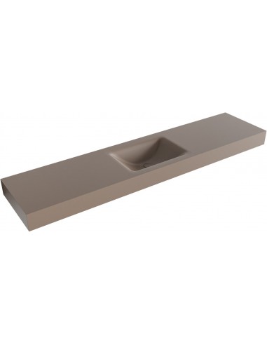 CLOUD væghængt håndvask 200 x 46 cm Solid surface - Røg