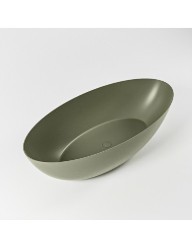 FLOAT fritstående badekar 170 x 80 cm Solid surface - Armygrøn