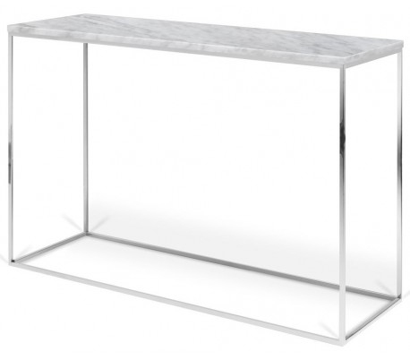 TemaHome Gleam konsolbord i metal og marmor 120 x 40 cm - Krom/Hvid marmor