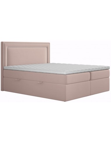Annecy kontinentalseng med opbevaring og sengegavl 140 x 200 cm med 7 komfortzoner - Pastelpink