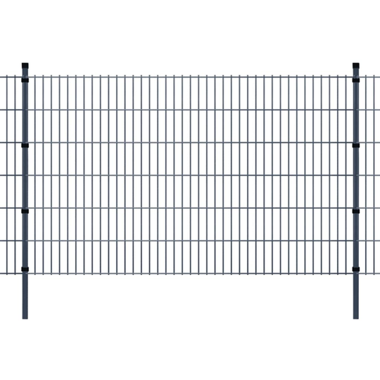 vidaXL 2D paneler og pæle til havehegn, 2.008x1.230 mm, 28 m, grå