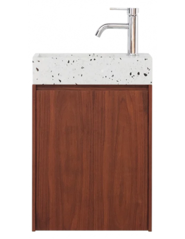 Krabi komplet badmiljø B45 cm i MDF og terrazzo - Valnød/Hvid