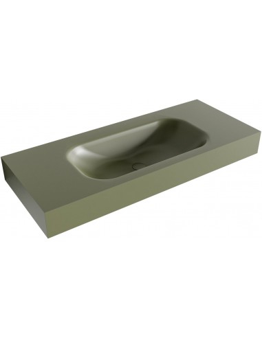 BIG SMALL væghængt håndvask 110 x 46 cm Solid surface - Armygrøn