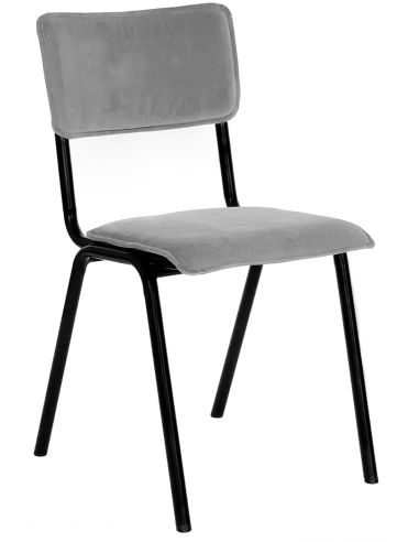 Cas spisebordsstol i metal og velour H82 cm - Sort/Grå