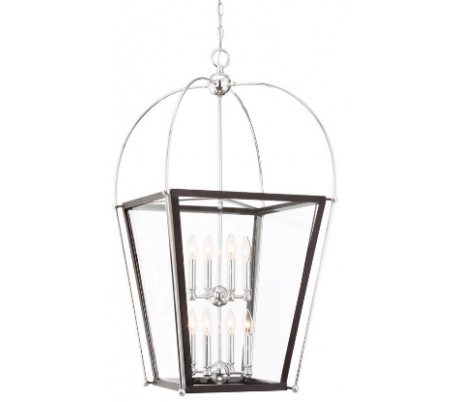 Dunbar 8 Lysekrone 51 x 51 cm - Poleret krom/Mat sort/Klar