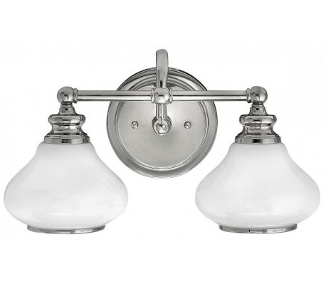 Ainsley Badeværelseslampe i stål og glas B40,6 cm 2 x G9 LED - Poleret krom/Hvid