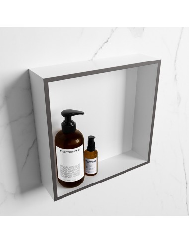 EASY hylde til badeværelset 29,5 x 29,5 cm Solid surface - Talkum/Mørkegrå