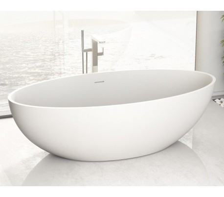 Ideavit Solidellipse fritstående badekar 180 x 88 cm Solid surface - Mat hvid