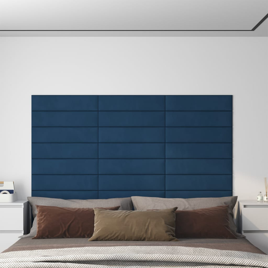 vidaXL vægpaneler 12 stk. 60x15 cm 1,08 m² fløjl blå