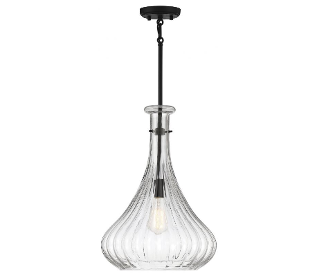 Bristo 1 Loftlampe Ø36 cm - Mat sort/Klar rillet