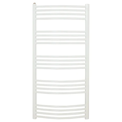 Round håndklædetørrer 860x500 buet hvid (RAL9016).