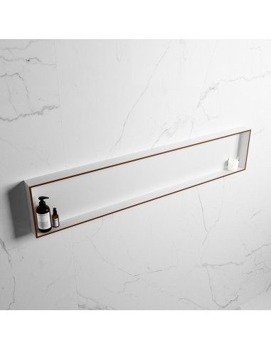 EASY hylde til badeværelset 149,5 x 29,5 cm Solid surface - Talkum/Rustbrun
