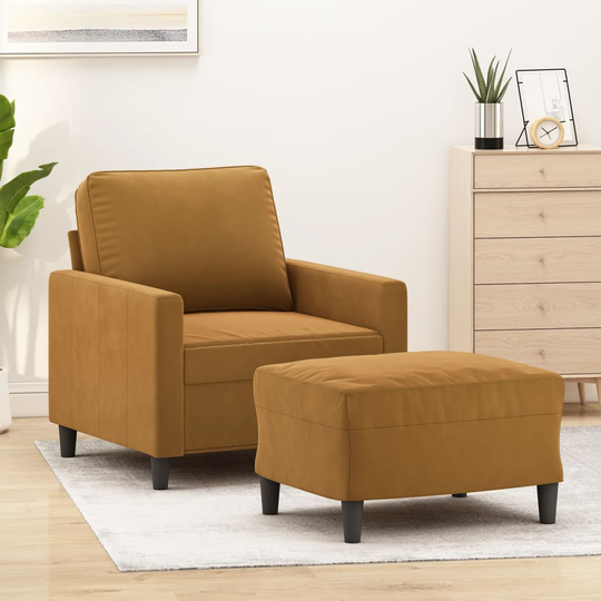 vidaXL sofastol med fodskammel 60 cm velour brun