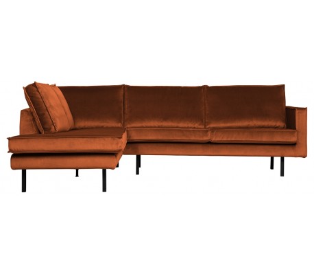 Rodeo Hjørnesofa venstrevendt i velour 266 x 213 cm - Rust
