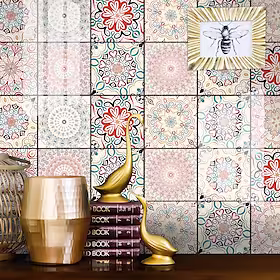 12 stk 15x15 cm krystal fliser selvklæbende papir boheme køkken olie- og vandtæt aftagelige wallstickers vægskilt vægdekoration til soveværelse stue