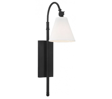 Rutland 1 Væglampe H62 cm - Mat sort/Hvid