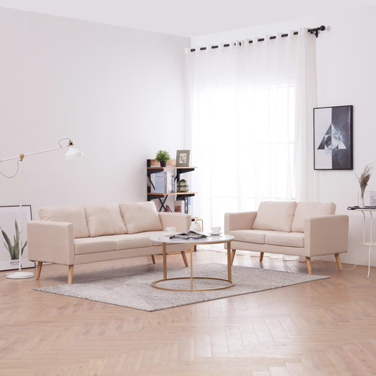 vidaXL sofasæt i 2 dele stof cremefarvet