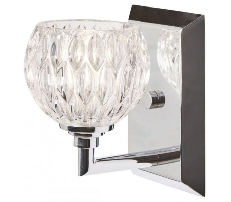 Serena Badeværelseslampe i stål og glas H16,5 cm 1 x G9 LED - Poleret krom/Hvid