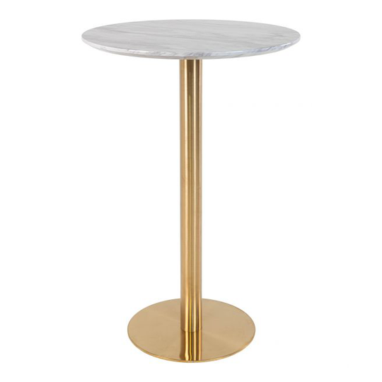 Barbord med top i marmor look og messing ben ø70x105cm - 2301000