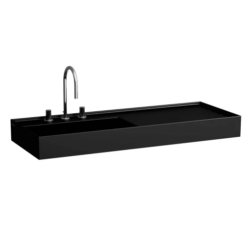 Kartell Laufen håndvask, 120x46 cm, hylde til højre, mat sort