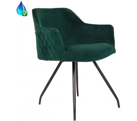 Nelly Spisebordsstol i velour H81,5 cm - Sort/Mørkegrøn
