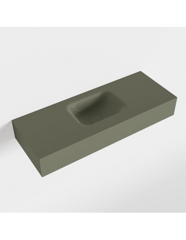 LEX væghængt håndvask 80 x 30 cm Solid surface - Armygrøn